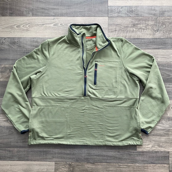 Orvis Jackets & Blazers - Orvis Horseshoe Hills Fleece 1/2 Zip Womens XL Green Navy Stretch Relaxed 3J79